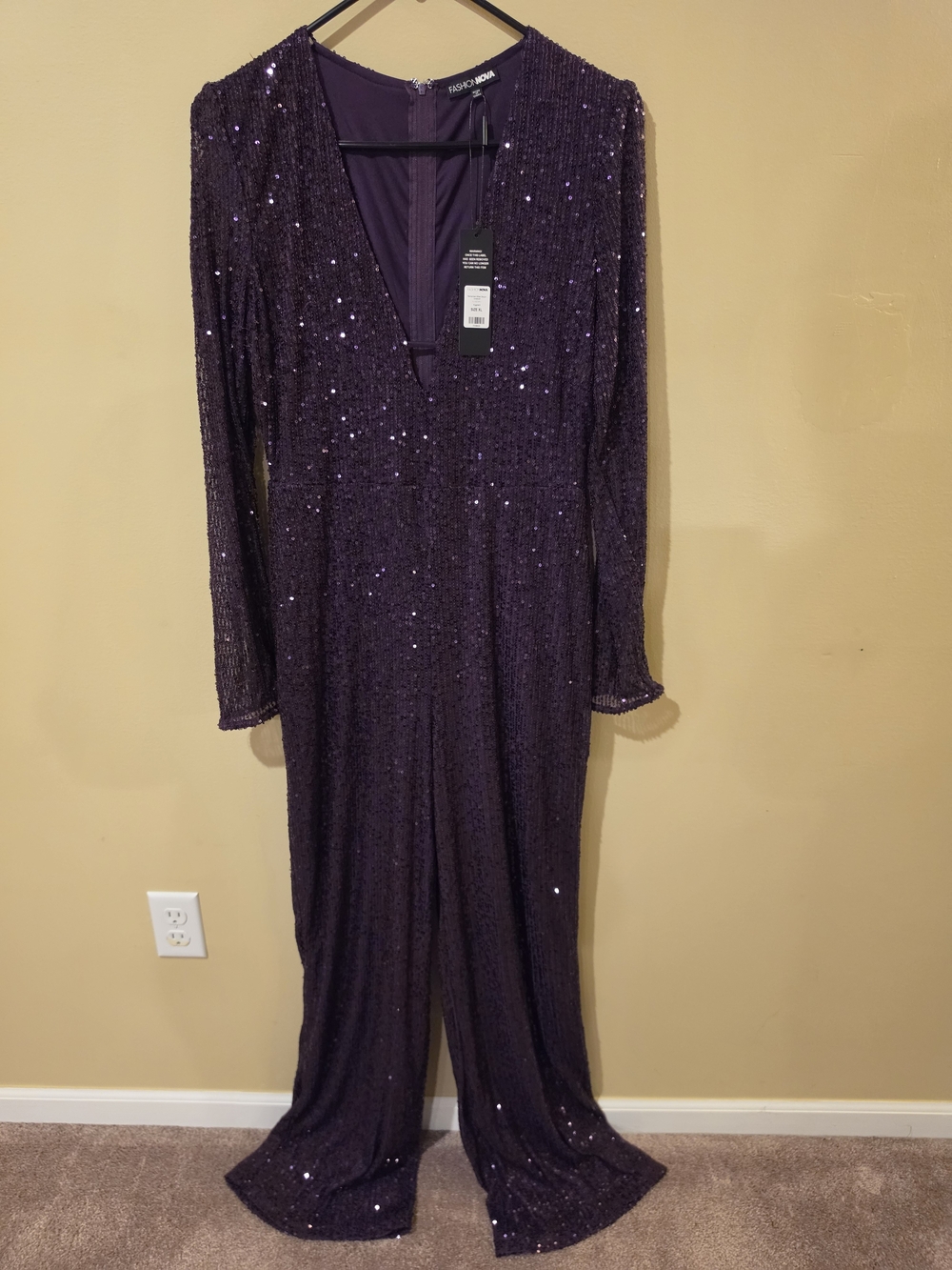 Fashion Nova Remember When Sequin V-Neck Jumpsuit